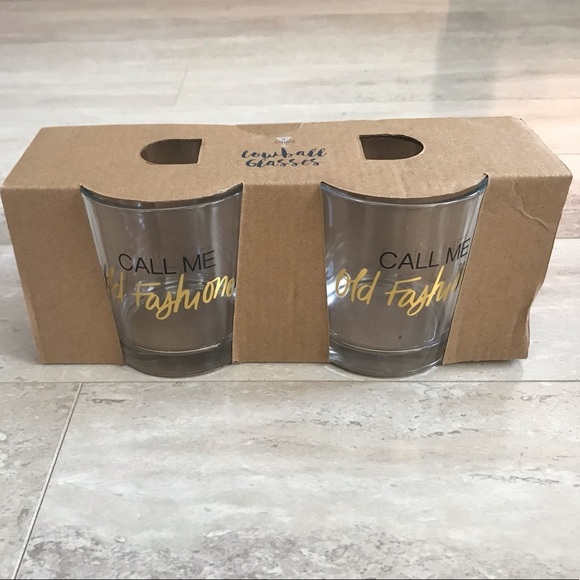 Set of 2 Lowball Bar Old Fashioned Glasses Gold Clear - Picture 1 of 3